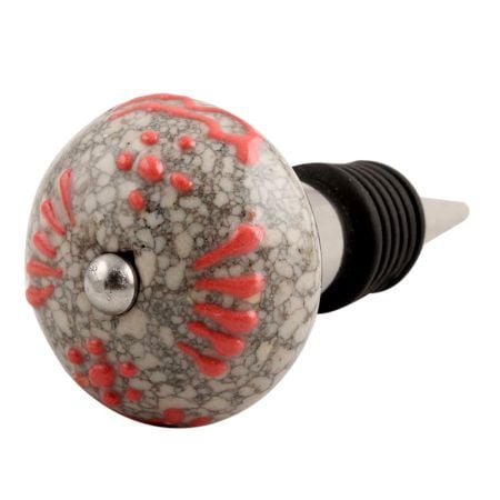 Pink Floral Crackle Ceramic Wine Stopper 